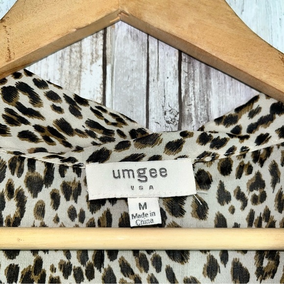 Umgee Sheer Leopard High Low Button Down - Picture 7 of 7